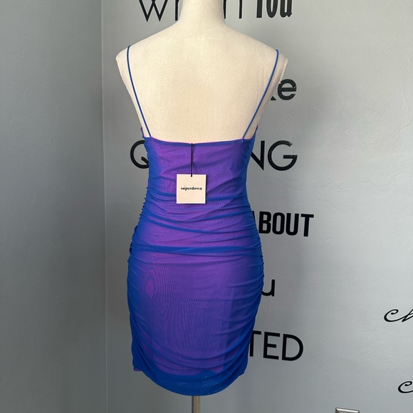 NWT Superdown Vibrant Pink and Blue Mesh Dress Size L - Picture 8 of 13